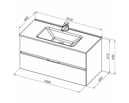 Тумба под раковину Aquanet Алвита New 100 334188 подвесная Дуб веллингтон табак
