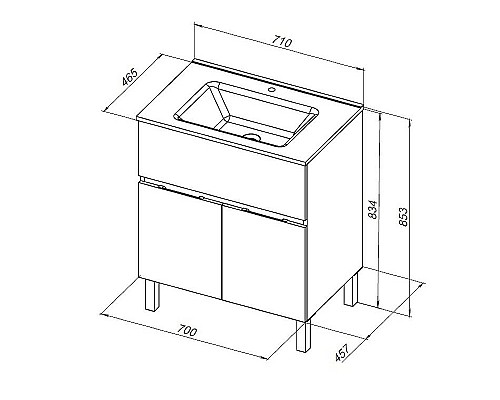 Тумба под раковину Aquanet Алвита New 70 303900 Антрацит