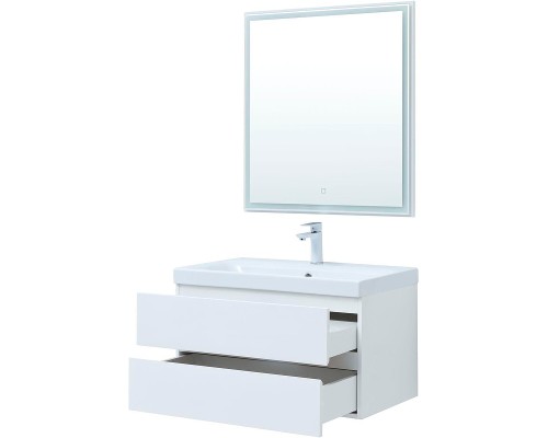 Комплект мебели для ванной Aquanet Беркли 80 306360 подвесной Белый глянец