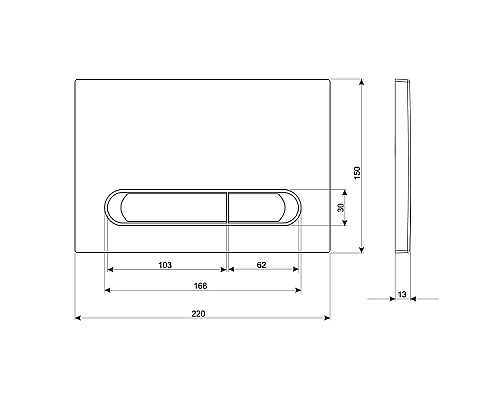 Клавиша смыва KK POL M09 350/PPC/076-00-00 Черная матовая