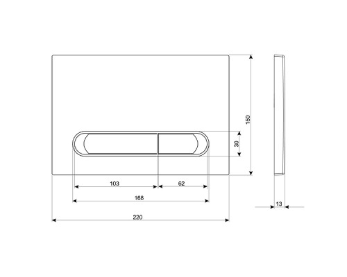 Клавиша смыва KK POL M09 350/PPL/008-00-00 Титан