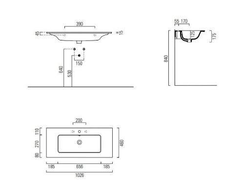 Раковина GSI Pura 102 8886111 Белая