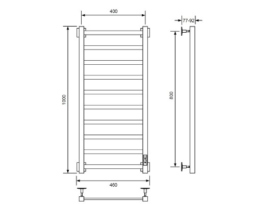Электрический полотенцесушитель Comfysan Roma-K EC-10 100x40 Черный матовый