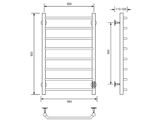 Электрический полотенцесушитель Comfysan Scola EC-8 80x50 Хром