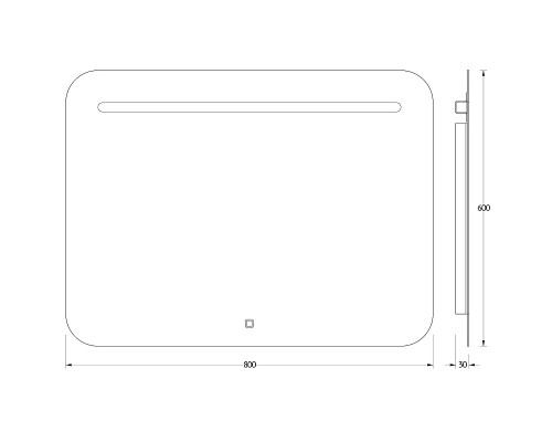 Зеркало Evoform Ledline 60x80 с подсветкой 6.5 W - сенсорный выключатель