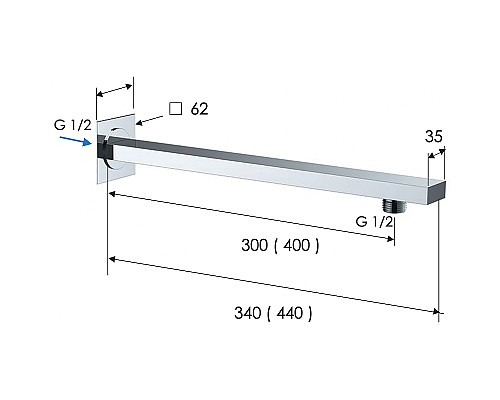 Кронштейн для верхнего душа Remer 348Q40BO Белый матовый
