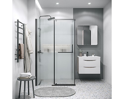 Душевой уголок Grossman Pragma 100х90 120.K33.03.1090.21.02 профиль Черный матовый стекло шиншилла