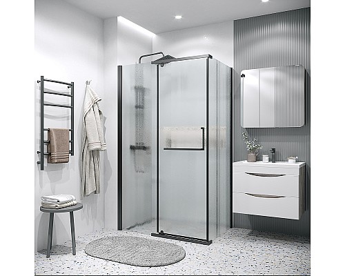 Душевой уголок Grossman Pragma 100х90 120.K33.03.1090.21.02 профиль Черный матовый стекло шиншилла
