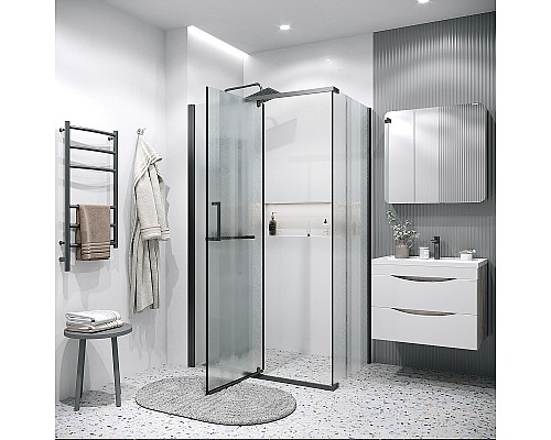 Душевой уголок Grossman Pragma 100х90 120.K33.03.1090.21.02 профиль Черный матовый стекло шиншилла