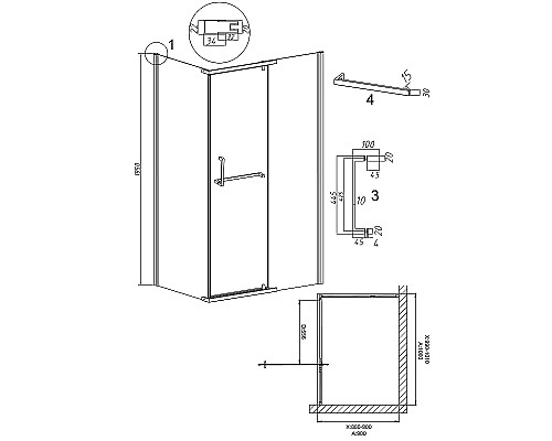 Душевой уголок Grossman Pragma 100х90 120.K33.03.1090.21.02 профиль Черный матовый стекло шиншилла