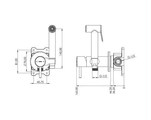 Гигиенический душ со смесителем Teska Pulito BTK6801 Золото