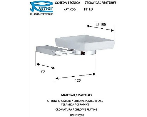 Мыльница Remer Flat FT10CR Хром