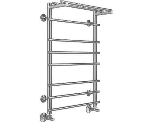 Водяной полотенцесушитель Terminus Ватра П8 500x800 4670078529503 с полкой Хром, нижнее подключение, G 1/2" ВР, с угловым соединением