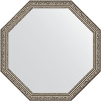 Зеркало Evoform Octagon 70х70 в багетной раме - Виньетка состаренное серебро 56 мм