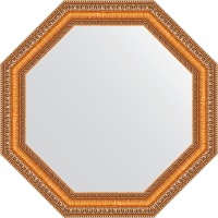 Зеркало Evoform Octagon 52х52 BY 3706 в багетной раме - Золотые бусы на бронзе 60 мм