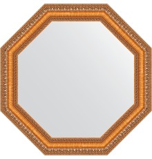 Зеркало Evoform Octagon 52х52 в багетной раме - Золотые бусы на бронзе 60 мм