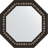 Зеркало Evoform Octagon 65х65 в багетной раме - Черный ардеко 81 мм