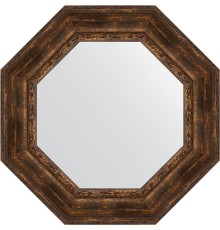 Зеркало Evoform Octagon 73х73 в багетной раме - Состаренное дерево с орнаментом 120 мм