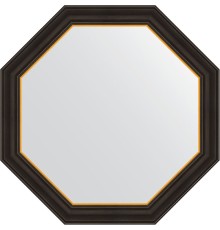 Зеркало Evoform Octagon 74х74 в багетной раме - Черное дерево с золотом 71 мм