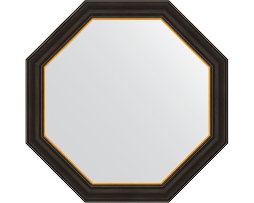 Зеркало Evoform Octagon 74х74 BY 3876 в багетной раме - Черное дерево с золотом 71 мм