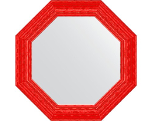 Зеркало Evoform Octagon 67х67 в багетной раме - Красная волна 89 мм