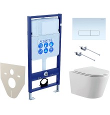 Комплект унитаза с инсталляцией Aquatek Set Aquatek Вега-1905-013 KK-1 с сиденьем Микролифт и Белой клавишей смыва