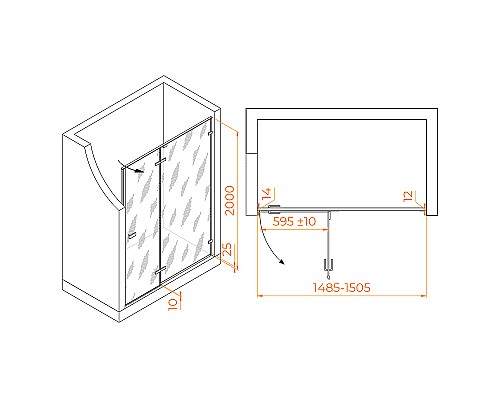 Душевая дверь RGW Stilvoll SV-004-B 150 353200415-14 профиль Черный стекло прозрачное