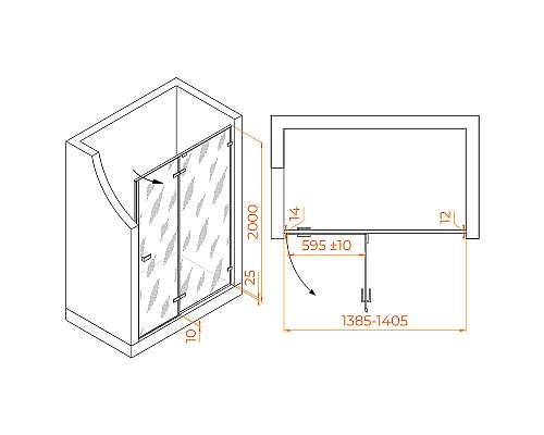 Душевая дверь RGW Stilvoll SV-004-Gr 140 353200414-110 профиль Серый стекло прозрачное