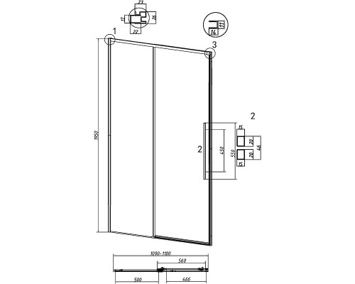 Душевая дверь Grossman Galaxy 110 100.K33.01.110.42.00 профиль Графит сатин стекло прозрачное