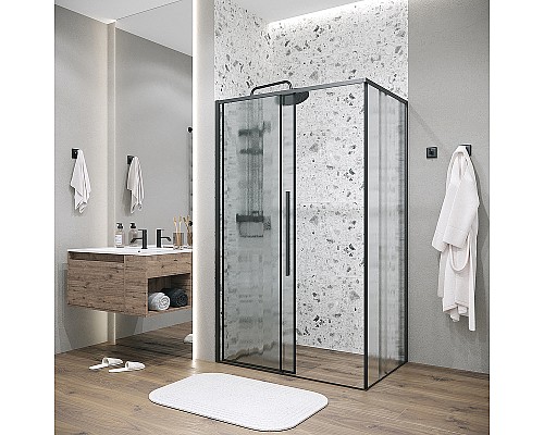 Душевая стенка Grossman Galaxy 80 200.K33.01.80.21.02 профиль Черный матовый стекло шиншилла