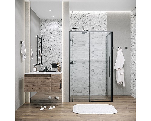 Душевая стенка Grossman Galaxy 80 200.K33.01.80.21.02 профиль Черный матовый стекло шиншилла