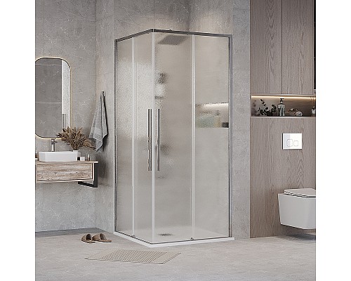 Душевой уголок Grossman Galaxy 80х80 300.K33.01.8080.10.02 профиль Хром стекло шиншилла