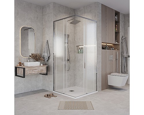 Душевой уголок Grossman Galaxy 80х80 300.K33.01.8080.10.02 профиль Хром стекло шиншилла