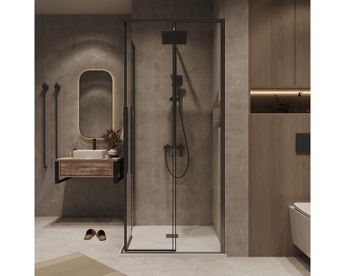 Душевой уголок Grossman Galaxy 100х100 300.K33.01.1010.42.00 профиль Графит сатин стекло прозрачное