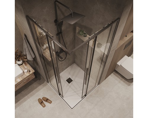 Душевой уголок Grossman Galaxy 100х100 300.K33.01.1010.42.00 профиль Графит сатин стекло прозрачное