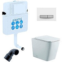 Комплект унитаза со смывным бачком Aquatek Set BW Aquatek Либра N-030 3в1 с сиденьем Микролифт и Белой глянцевой клавишей смыва