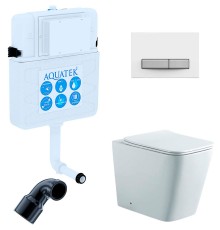 Комплект унитаза со смывным бачком Aquatek Set BW Aquatek Либра N-030 3в1 с сиденьем Микролифт и Белой глянцевой клавишей смыва