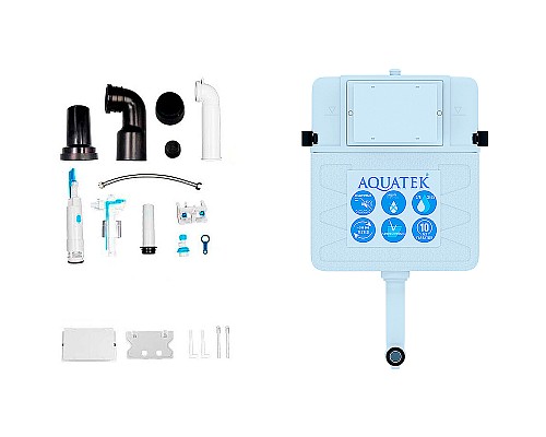 Комплект унитаза со смывным бачком Aquatek Set BW Aquatek Либра N-030 3в1 с сиденьем Микролифт и Белой глянцевой клавишей смыва