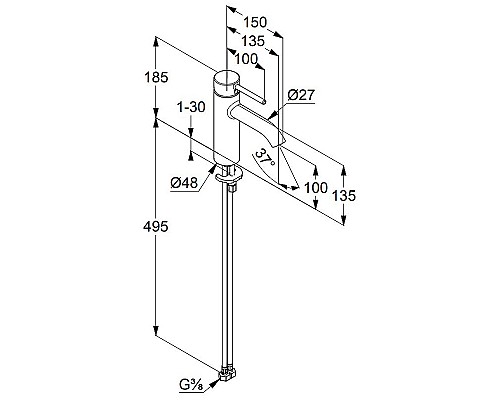Смеситель для раковины Kludi Bozz 38282N076 Золото брашированное