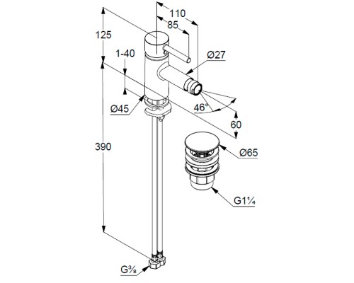 Смеситель для биде Kludi Bozz 38533N076 Золото брашированное