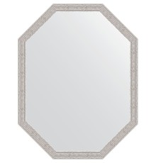 Зеркало Evoform Octagon 68x88 в багетной раме - Волна алюминий 46 мм