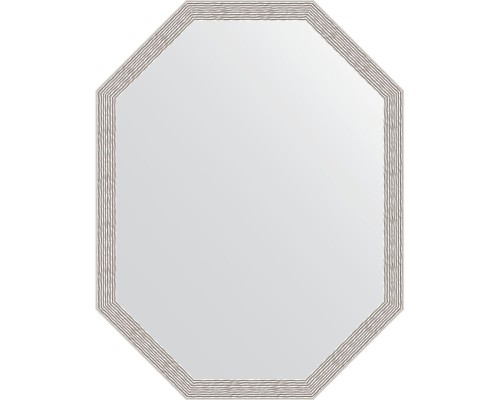 Зеркало Evoform Octagon 68x88 в багетной раме - Волна алюминий 46 мм