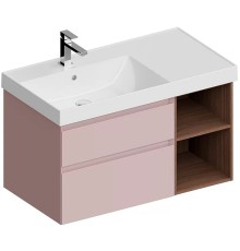 Тумба под раковину Kerama Marazzi Cubo 90 L CUB.90.2Lh\MAL.N подвесная Мальва матовый Структурированный орех