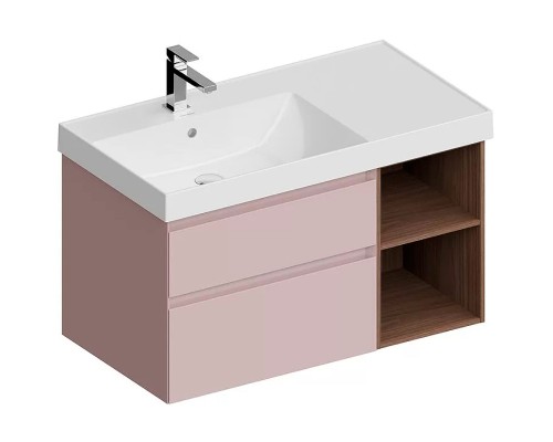 Тумба под раковину Kerama Marazzi Cubo 90 L подвесная Мальва матовый Структурированный орех