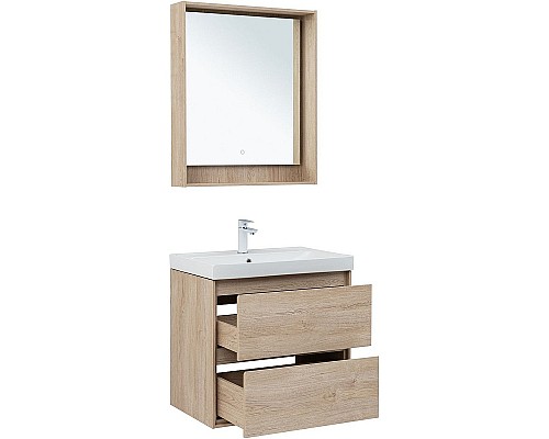 Тумба под раковину Aquanet Милан 70 336383 подвесная Дуб светлый