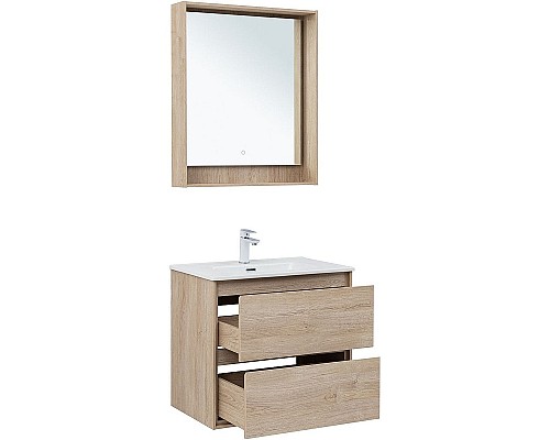 Тумба под раковину Aquanet Милан 70 336383 подвесная Дуб светлый
