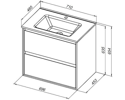 Тумба под раковину Aquanet Милан 70 336383 подвесная Дуб светлый