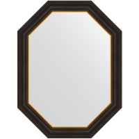 Зеркало Evoform Polygon 83х63 в багетной раме - Черное дерево с золотом 71 мм