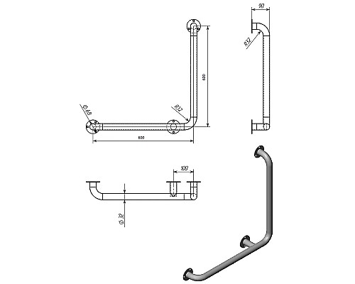 Поручень Aquatek POR-0000008 Хром