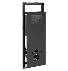 Инсталляция WasserKRAFT Salm 27TLT.010.ME.BL.MB01 для унитаза Черное стекло с Черной матовой клавишей смыва